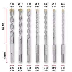 Pack de 7 forets SDS Plus - diamètre 6/8/10/12/14 mm EINHELL