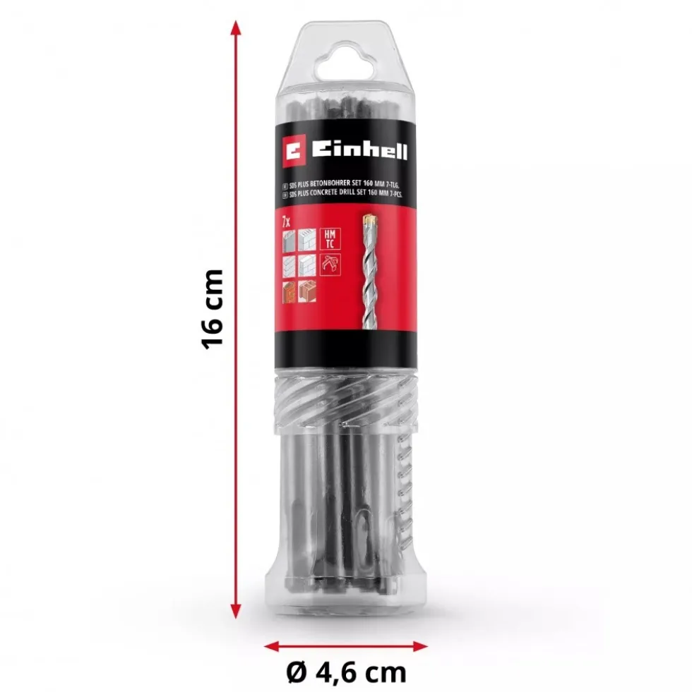 Pack de 7 forets SDS Plus - diamètre 6/8/10/12/14 mm EINHELL