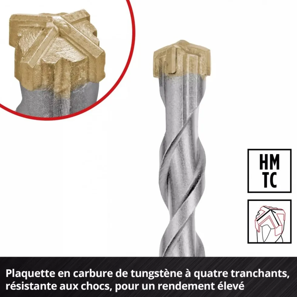 Pack de 7 forets SDS Plus - diamètre 6/8/10/12/14 mm EINHELL