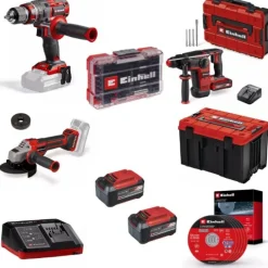 Pack 3 machines 18V + batteries + coffret de transport + coffret d'embouts + disques EINHELL PROFESSIONAL