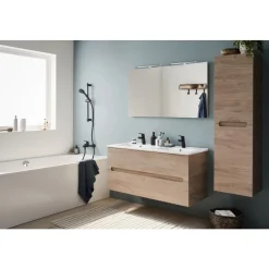 Pack meuble 120cm 2 tiroirs double vasque + Colonne 140cm + Miroir 100cm + 2 spot LED JACOB DELAFON