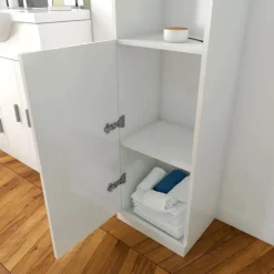 Pack meuble salle de bains avec vasque + miroir LED + colonne H182 cm AURLANE