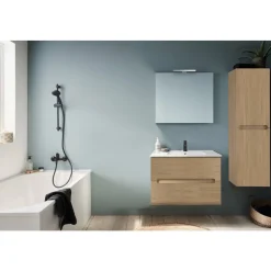 Pack meuble vasque 100cm 2 tiroirs + Colonne 140cm + Miroir 100cm + spot LED JACOB DELAFON