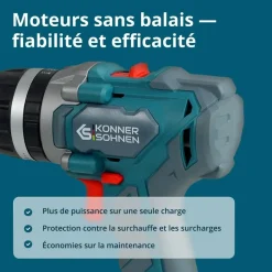 Pack perceuse-visseuse à percussion et visseuse à chocs 20V - Batterie 4Ah et 2Ah - KS IDISD 20V KONNER & SOHNEN