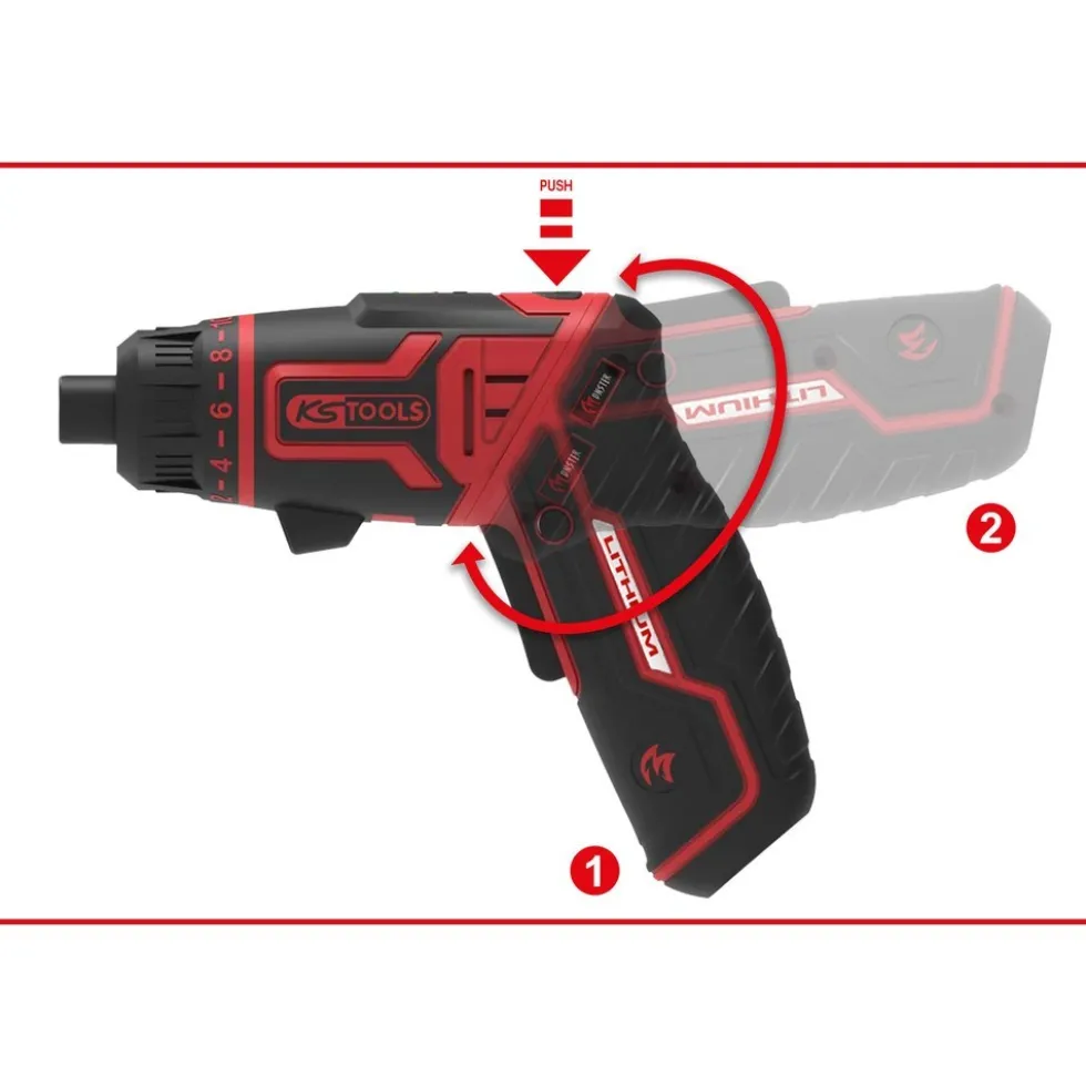 Pack visseuse sans fil eMonster 3,6V + 25 embouts 1/4" - 515.6500 KS TOOLS