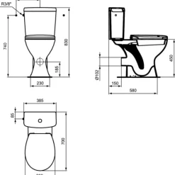Pack WC au sol surélevé - débit 3/6L - Ulysse SH PORCHER