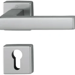 Paire de poignées sur rosaces carrées - aluminium aspect inox - Toulon HOPPE