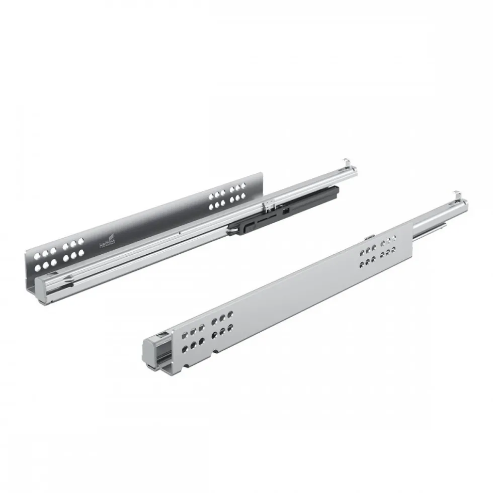 10 paires de coulisses à billes Quadro V6 Silent System - tiroir bois 16 mm - 30 kg HETTICH