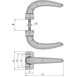 5 paires de poignées sur rosaces Horus pour portes alu - inox PVD FAPIM