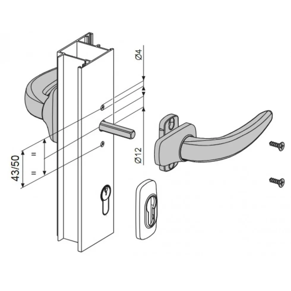 5 paires de poignées sur rosaces Horus pour portes alu - inox PVD FAPIM