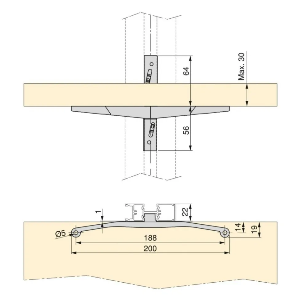 5 paires de supports pour système modulaire Zero - gris pierre EMUCA