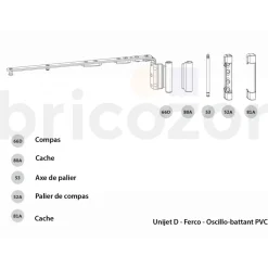 Palier de compas M6/4 pour mécanisme oscillo-battants PVC FERCO
