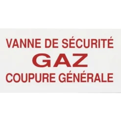 Panneau réglementaire "Vanne gaz coupure générale" en PVC - épaisseur 2 mm CODITHERM