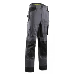 Pantalon de travail renforcé stretch multipoches BARU gris et jaune Coverguard