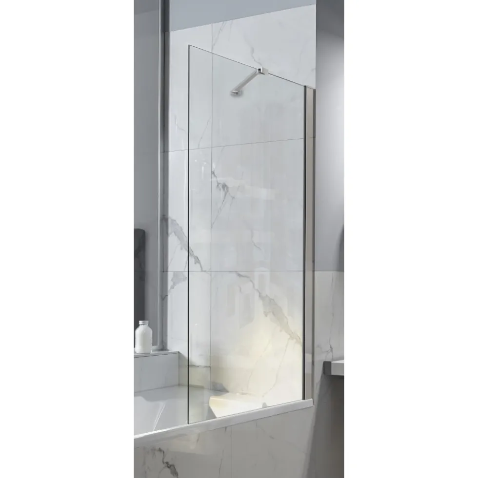 Pare-bain fixe 140x85 cm - profilé chromé - Brive JACOB DELAFON