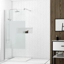 Paroi de douche fixe chromée Parma 2 - verre dépoli AURLANE