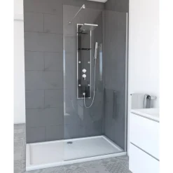 Paroi de douche fixe chromée Parma 2 - verre transparent AURLANE
