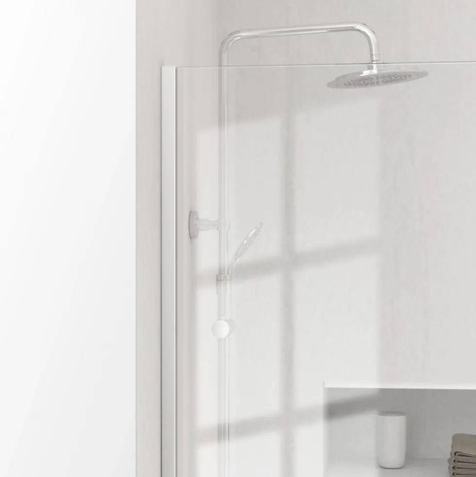 Paroi de douche fixe chromée Parma 2 - verre transparent AURLANE