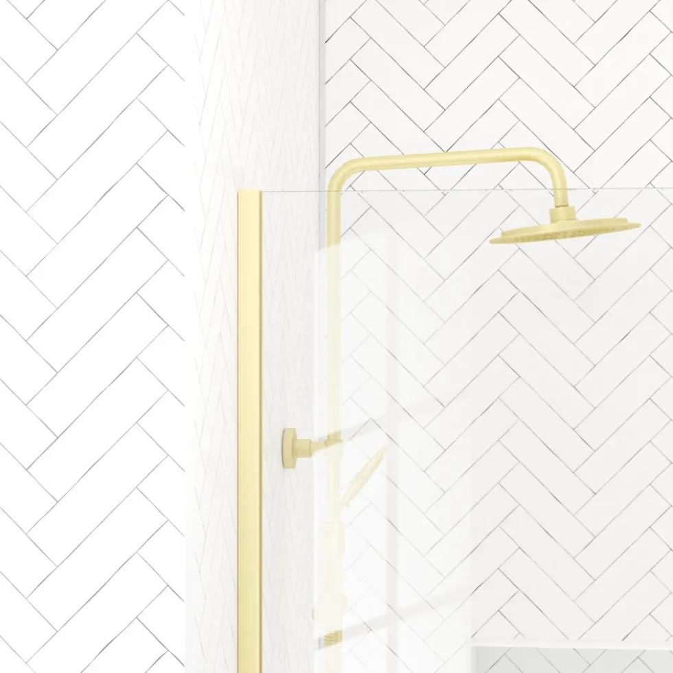 Paroi de douche fixe or brossé Parma 2 - verre transparent AURLANE