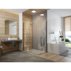 Paroi de douche fixe - verre sérigraphié végétal blanc - profilé argent - Frisbee LEDA