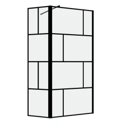 Paroi de douche fixe + volet noir mat - verre transparent - Bricks AURLANE