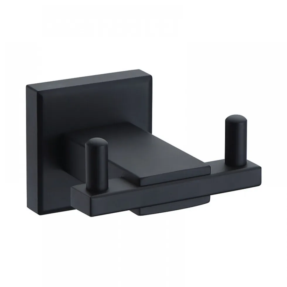 Patère noir mat - simple ou double - porte-peignoire JVD