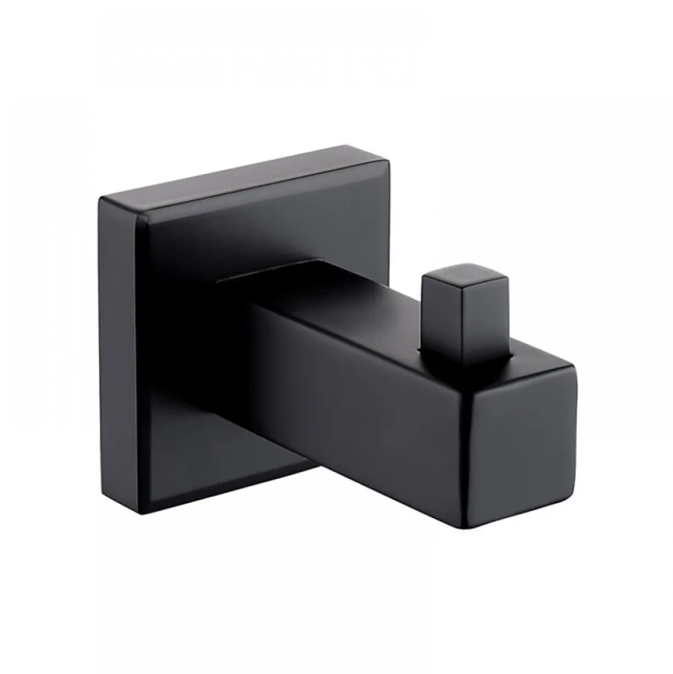 Patère noir mat - simple ou double - porte-peignoire JVD