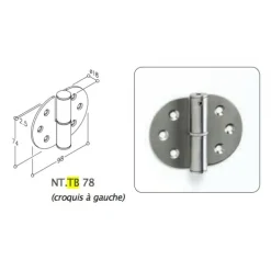 Paumelle pour cloison modulaire - à fleur - inox - NT TB 78 NORMBAU