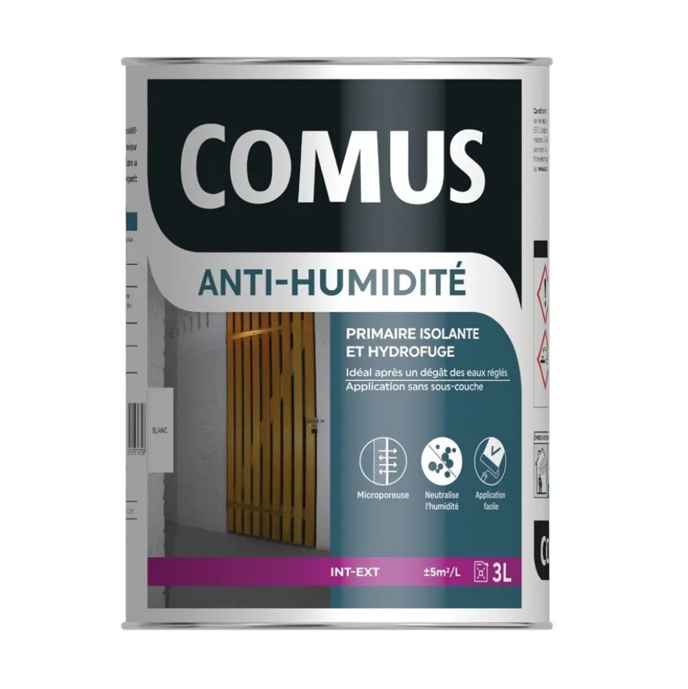 Peinture isolante et hydrofuge - anti-humidité blanc - 3 litres COMUS