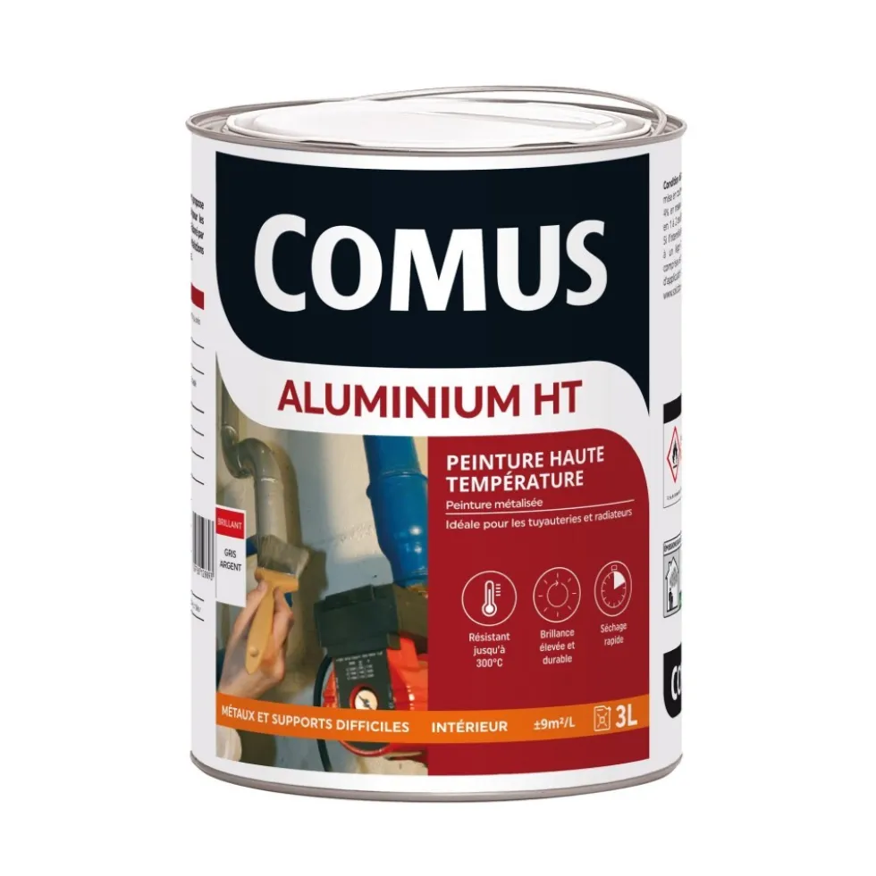 Peinture métallisée - haute température - Aluminium gris argent COMUS