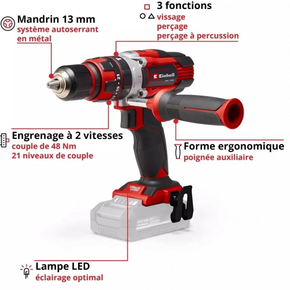Perceuse à percussion sans fil - TE-CD 18/48 Solo - Power X-Change EINHELL