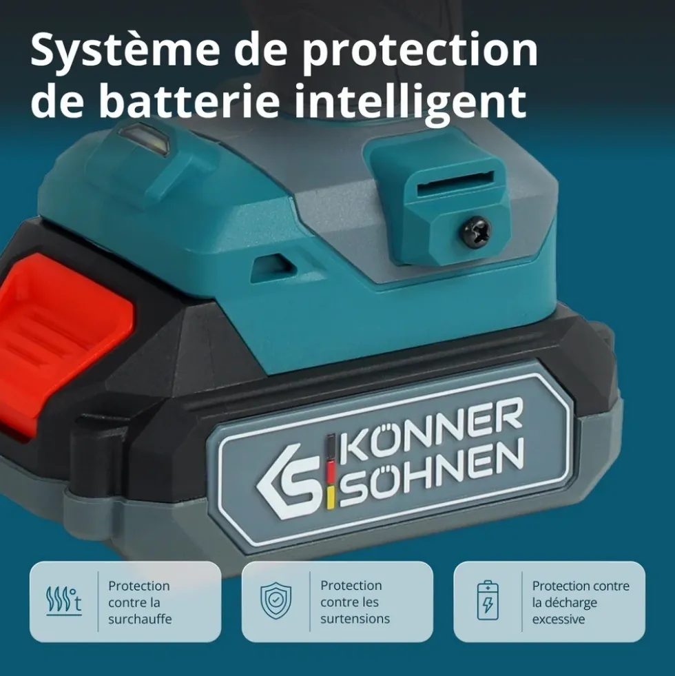 Perceuse à percussion sans fil 20V- coffret 74 accessoires KONNER & SOHNEN