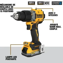 Perceuse visseuse Compacte XR 18V 1,7Ah Brushless -POWERSTACK-DCD800E2T-QW DEWALT