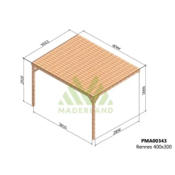 Pergola adossée couverte bois Rennes 4 x 3m - PMA00343 MADERLAND