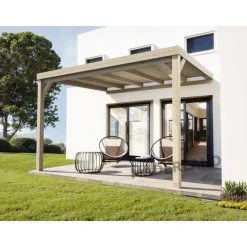 Pergola couverte adossée bois Reims 5 x 3m - PLA00153 MADERLAND