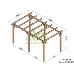 Pergola en bois lamellé-collé Linares 5 x 3 m MADERLAND