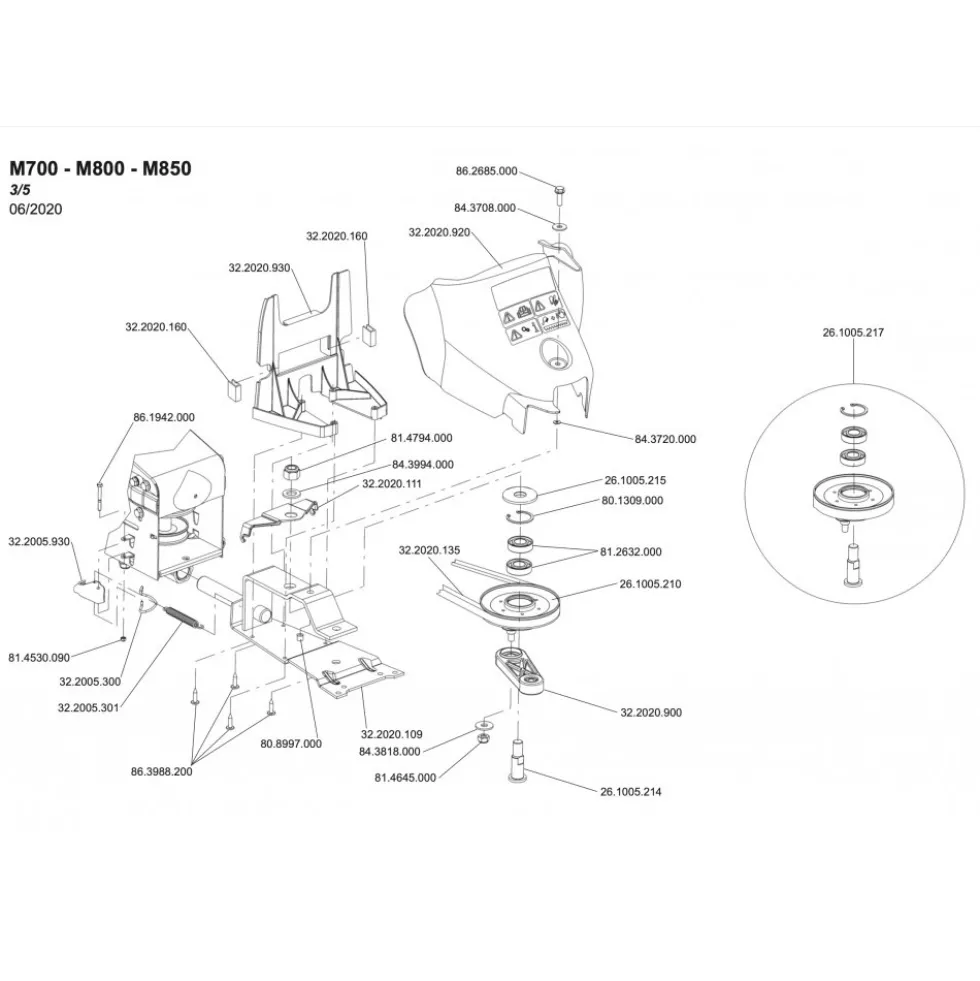 Pièces détachées pour cellule motrice M700/M800/M850 - éclaté n°3 EUROSYSTEMS