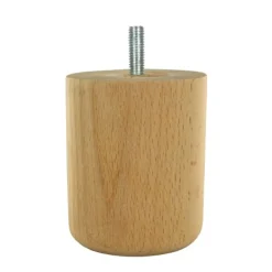 Pied de meuble en bois - rond 68 mm - hauteur 80 mm - M8 CUIVRERIE CENTRALE
