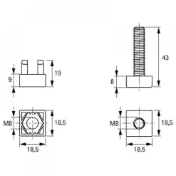Pied de meuble réglable avec filetage enfichable pour profilé Cadro HETTICH