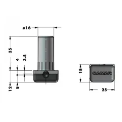 Pied de meuble vérin à encastrer 316 en zamak - diamètre 16 mm CAMAR