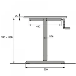 Pieds de bureau réglables avec manivelle - Steelforce Pro 310 HC Slim HETTICH