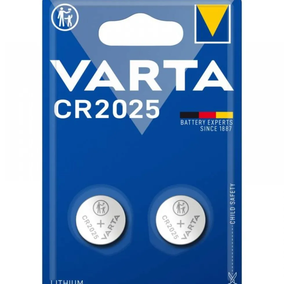 Pile bouton - CR2025 - lot de 2 - 3V - Lithium VARTA