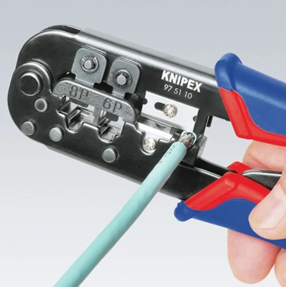 Pince à sertir pour fiche Western RJ 11, RJ 12 et RJ 45 - 97 51 10 KNIPEX