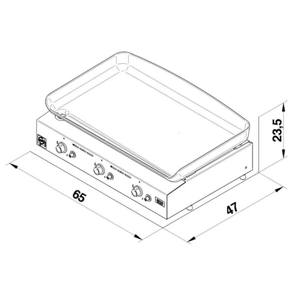 Plancha gaz 3 brûleurs 65cm Inox - Initial 65 ENO