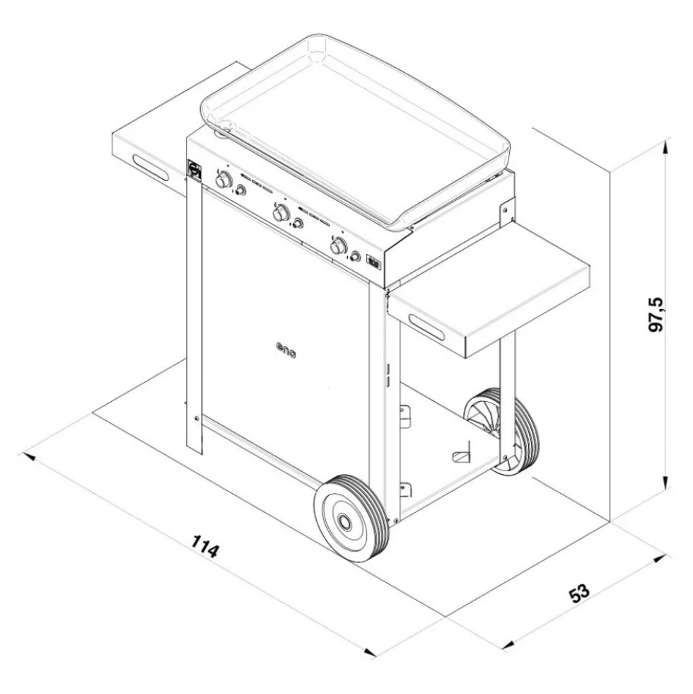 Plancha gaz 65cm inox sur chariot - Combo Initial 65 ENO