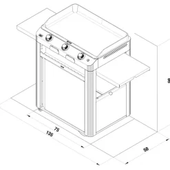 Plancha gaz 75 cm sur chariot - Combo Fusion 75 ENO