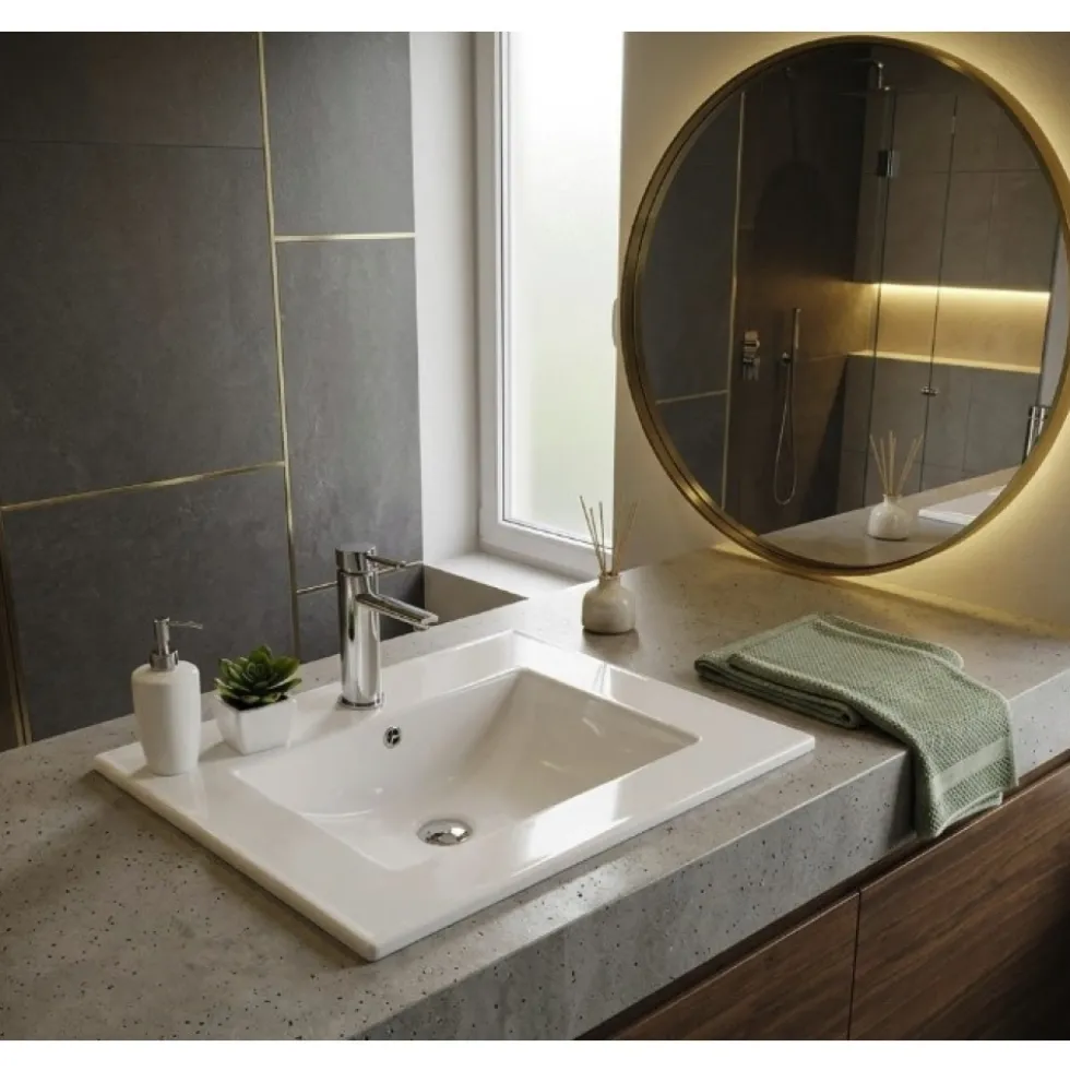 Plan vasque céramique blanc 610 x 460 mm Angelo Néova