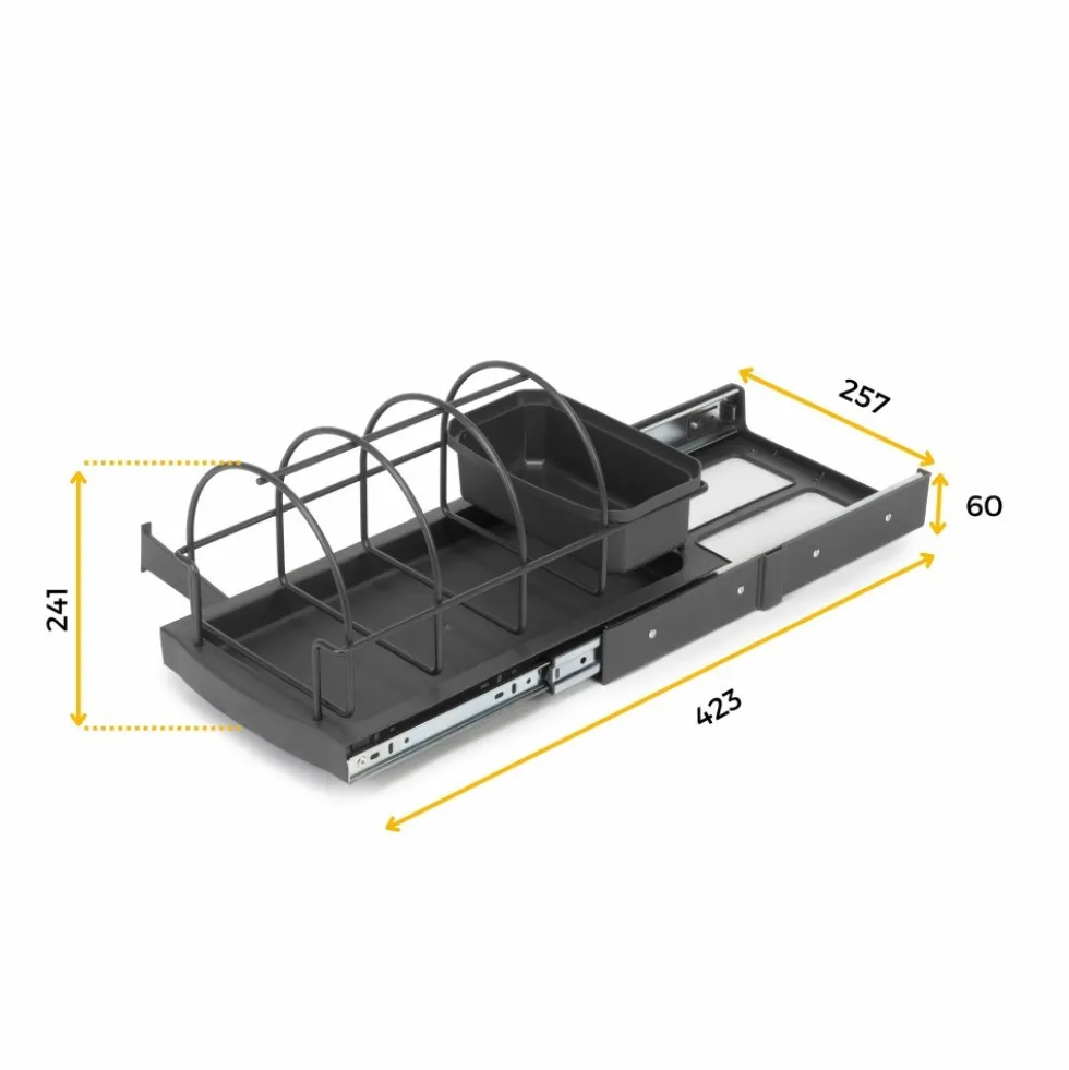 Plateau pour accessoires de cuisine - fixation par le bas EMUCA
