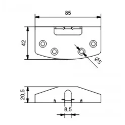 Platine de fixation pour panneau coulissant en bois mince Expert ARGENTA