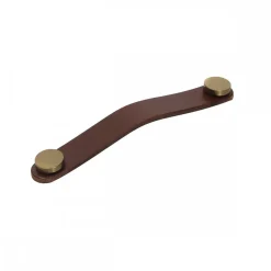 Poignée de meuble en cuir brun CS 220651 entraxe 128 mm Interges